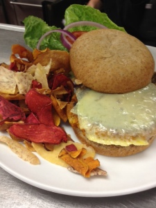 Curried Carrot Burger with veggie chips $9